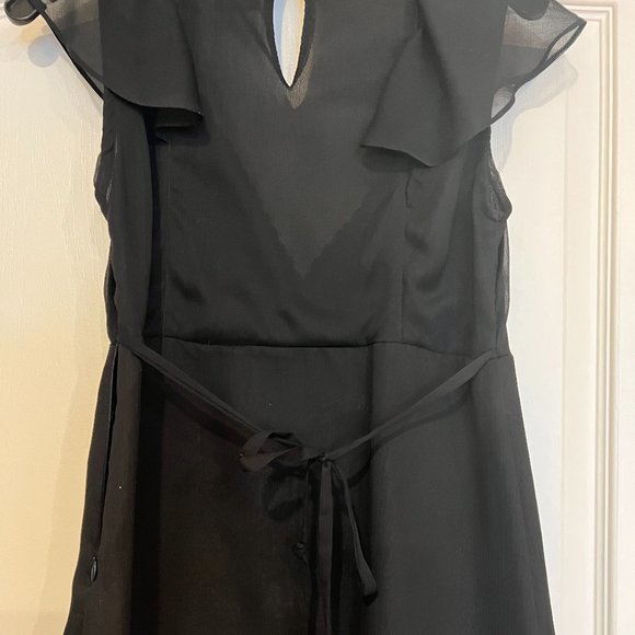 TRF (Zara) Black Midi Dress with Lace trim & tie - Picture 2 of 4